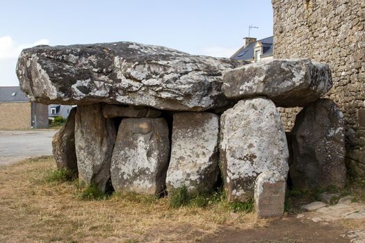 Crucuno dolmen - megalithic monument in Crucuno village in Brittany, France