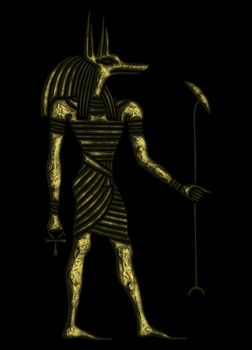 God of Ancient Egypt - Anubis - Yinepu - dog or jackal god of embalming and tomb-caretaker who watches over the dead - associated with mummification and the afterlife in Egyptian mythology.