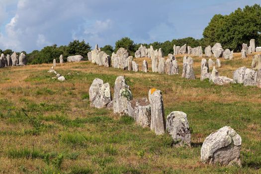 Carnac stones - Alignments of Kermario - rows of menhirs in Brittany, France