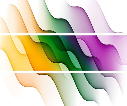 3D illustration of colorful banner set with blended abstract curve shapes for creative art and web design purposes