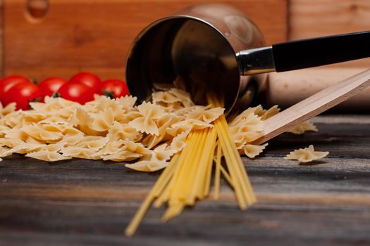 ingredients for making italian pasta cherry tomatoes cuisine. High quality photo