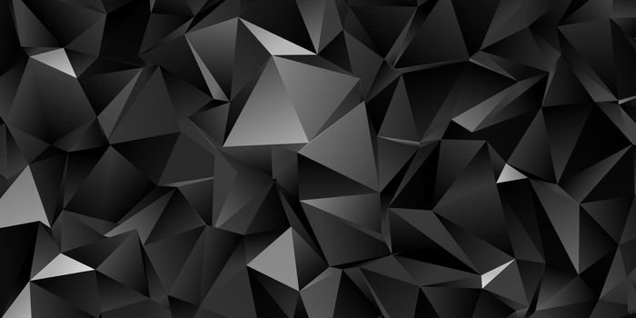 Abstract black triangle background, low poly illustration, dark polygon pattern