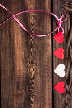 valentines day red hearts wooden background holiday. High quality photo