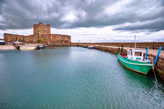 Medieval Anglo Norman Carrickfergus Castle and dock close to Belfast, Northern Ireland, UK