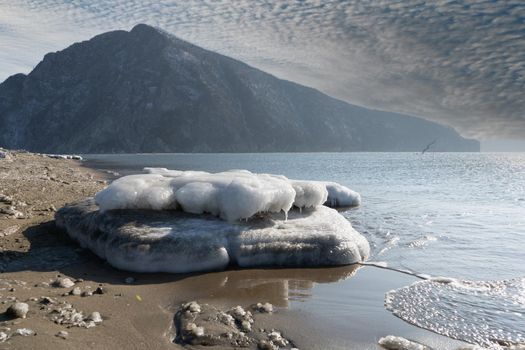 Seascape with a view of the Sister hill. Nakhodka, Russia