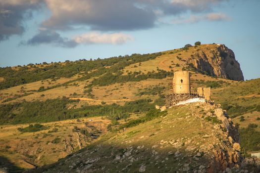 Balaklava, Crimea-June 8, 2016: View on Cembalo, one of Genoese fortresses in Crimea. Around the middle of the 14th century, the first fortifications appeared on Mount Kastron.