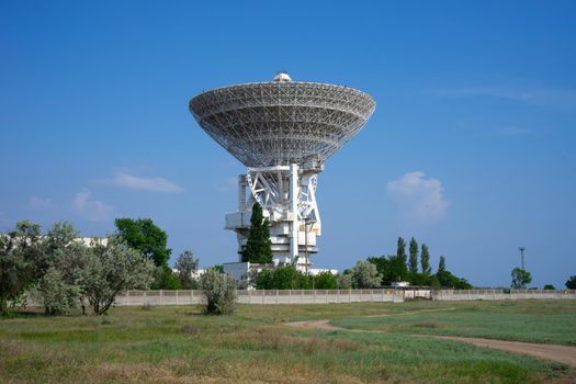 Natural landscape with a view of the RT-70 radio telescope. Vitino, Crimea