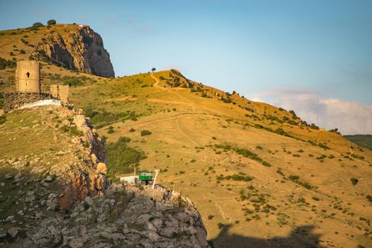 Balaklava, Crimea-June 8, 2016: View on Cembalo, one of Genoese fortresses in Crimea. Around the middle of the 14th century, the first fortifications appeared on Mount Kastron.