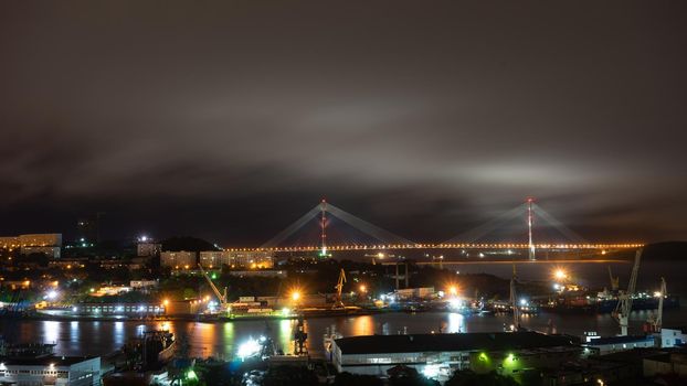 Night landscape of Vladivostok city landscape. Russia