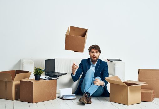 man with boxes packing dismissal job professional. High quality photo