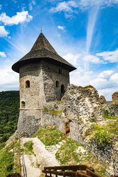 Ruins of a medieval castle Somoska on borders of Slovakia and Hungary. Southern Slovakia