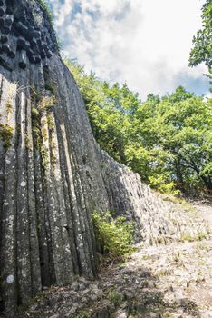 Basalt columns known as Stone Waterfall in southern Slovakia Somoska natural reserve. Siatorska bukovina, Slovakia