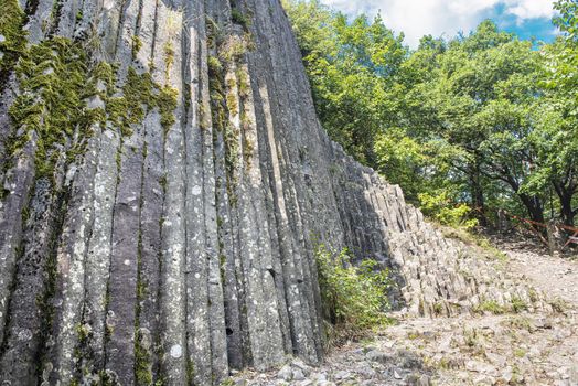 Basalt columns known as Stone Waterfall in southern Slovakia Somoska natural reserve. Siatorska bukovina, Slovakia
