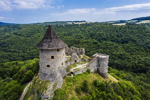 Ruins of a medieval castle Somoska on borders of Slovakia and Hungary. Southern Slovakia