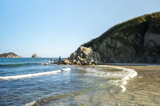 Seascape with a view of beautiful rocks. Treasure, Primorsky Krai.