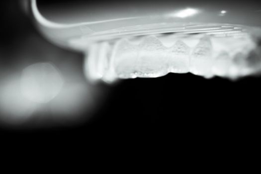 Transparent ferule retainer teeth alignment. Copy space