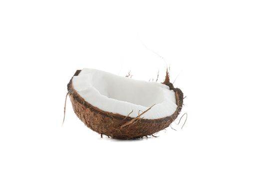 Half ripe coconut isolated on white background