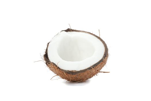 Half ripe coconut isolated on white background