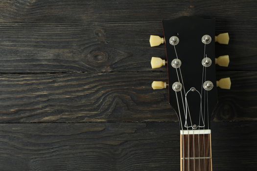 Neck head on wooden background, space for text