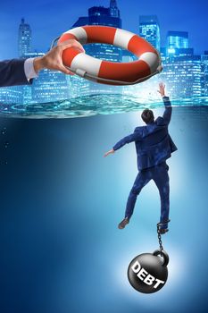 Businessman being saved from high debt