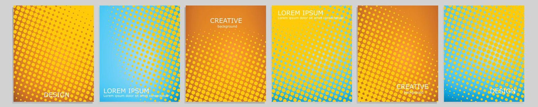 Set of vector cover notebook design. Abstract pop art dotted gradient template design for notebook paper, copybook brochures, book, magazine. Planner and diary cover for print.