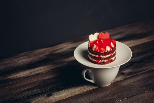 red cake dessert candy delight eating top view. High quality photo