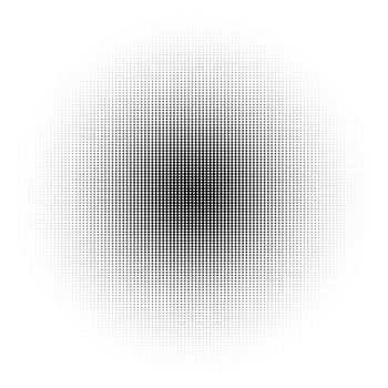 Halftone circle made of black squares on white background, abstract gradient illustration,