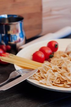 pasta italian cuisine cooking ingredients sauce lunch. High quality photo