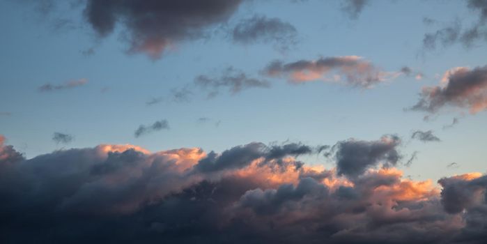 Abstract nature background in trendy neon colors. Dramatic cloudscape area for background