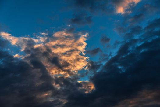 Dramatic sky with stormy clouds. Nature background