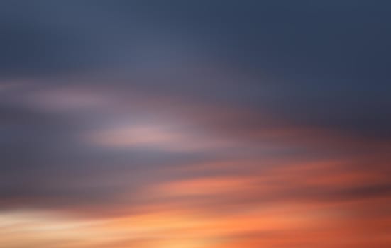 Blurred nature background. Smooth relax landscape. Abstract sunset sky with motion blurred clouds