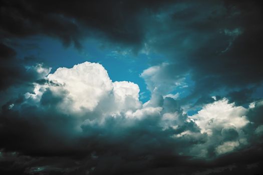 Dramatic sky with stormy clouds. Nature background
