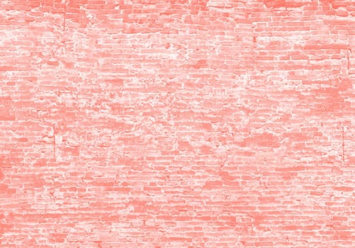 Old brick wall texture background. Image in trendy living coral color
