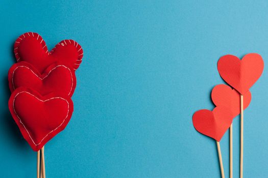 heart on stick gift love holiday valentines day blue background. High quality photo