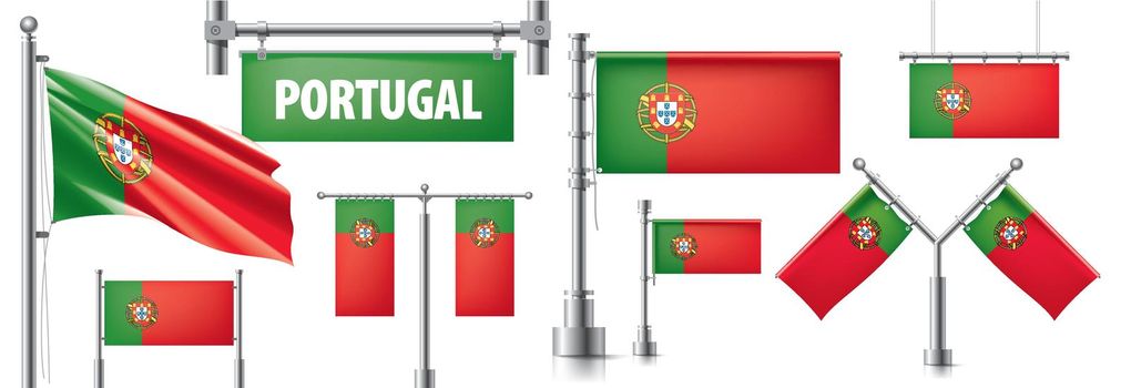 Vector set of the national flag of Portugal in various creative designs.