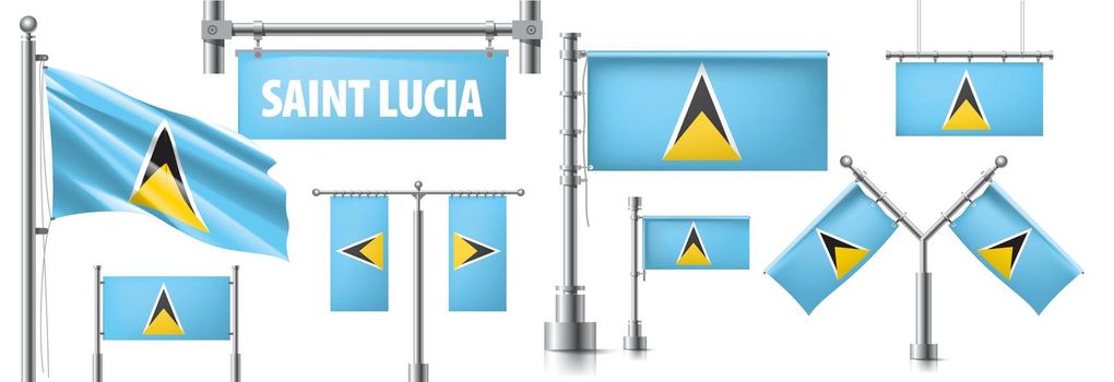 Saint Lucia national flag, vector illustration on a white background