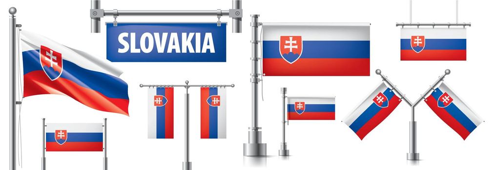 Vector set of the national flag of Slovakia in various creative designs.