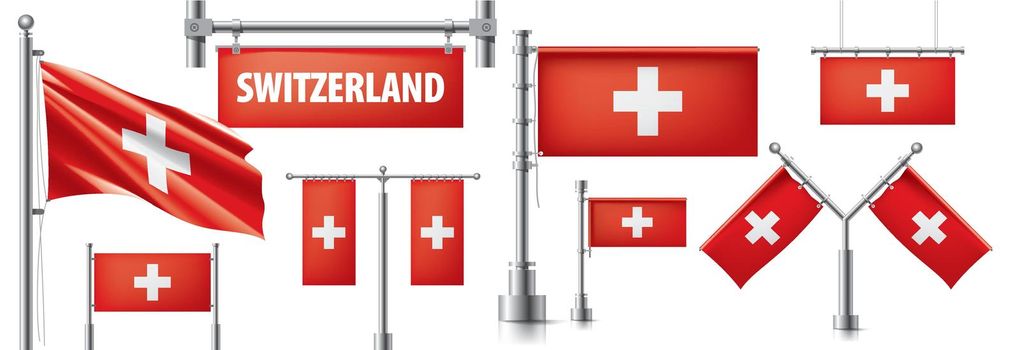 Vector set of the national flag of Switzerland in various creative designs.