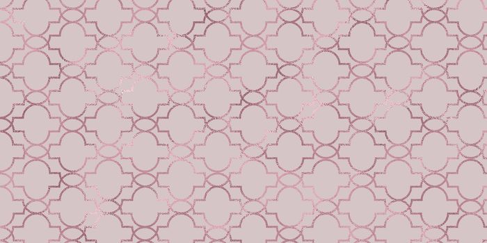Golden oriental ornament on coral-pink background. Geometric ornament in the form of a lattice of gold with decor. Festive background, oriental ornament. Illustration