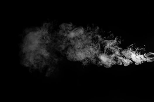 White smoke isolated on black background