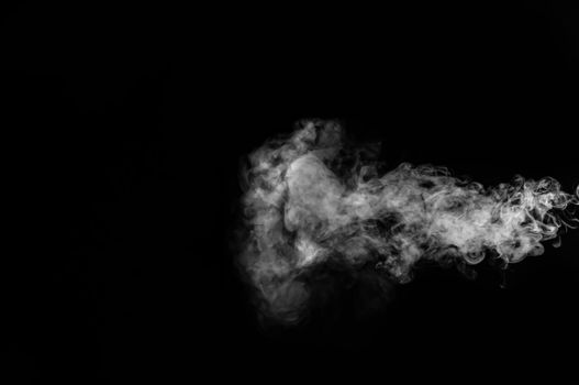 White smoke isolated on black background