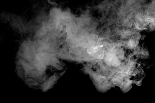 White smoke isolated on black background