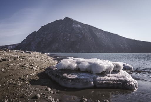 Seascape with a view of mount Sister, Russia.