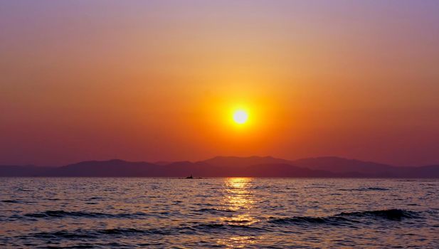 Seascape with beautiful sunset over the sea.