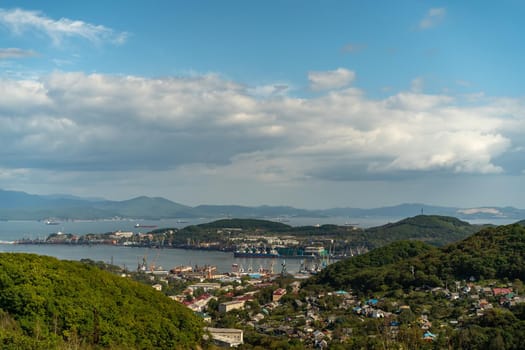 Urban landscape with views of the city and Nakhodka Bay.