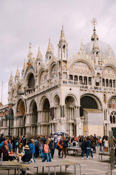 St. Mark's Cathedral is the cathedral of Venice, an example of Byzantine architecture in Western Europe. Located on St. Mark's Square, next to the Doge's Palace