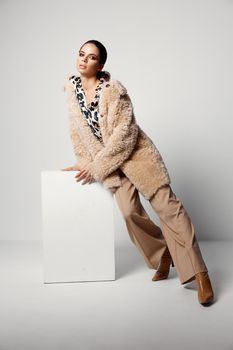 pretty woman leopard print shirts autumn fashion model. High quality photo
