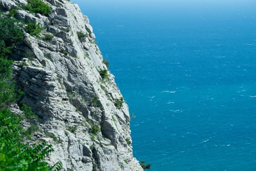 Landscape with a rock on the background of the sea.