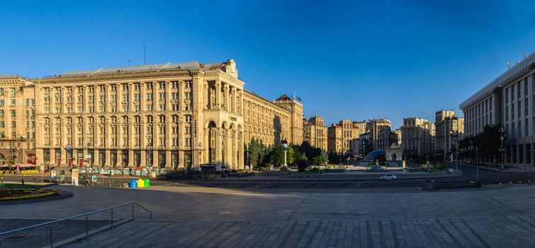 Kyiv, Ukraine 07.11.2020. Maidan Nazalezhnosti or Independence Square in Kyiv, Ukraine, on a sunny summer morning