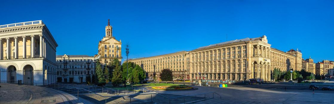 Kyiv, Ukraine 07.11.2020. Maidan Nazalezhnosti or Independence Square in Kyiv, Ukraine, on a sunny summer morning